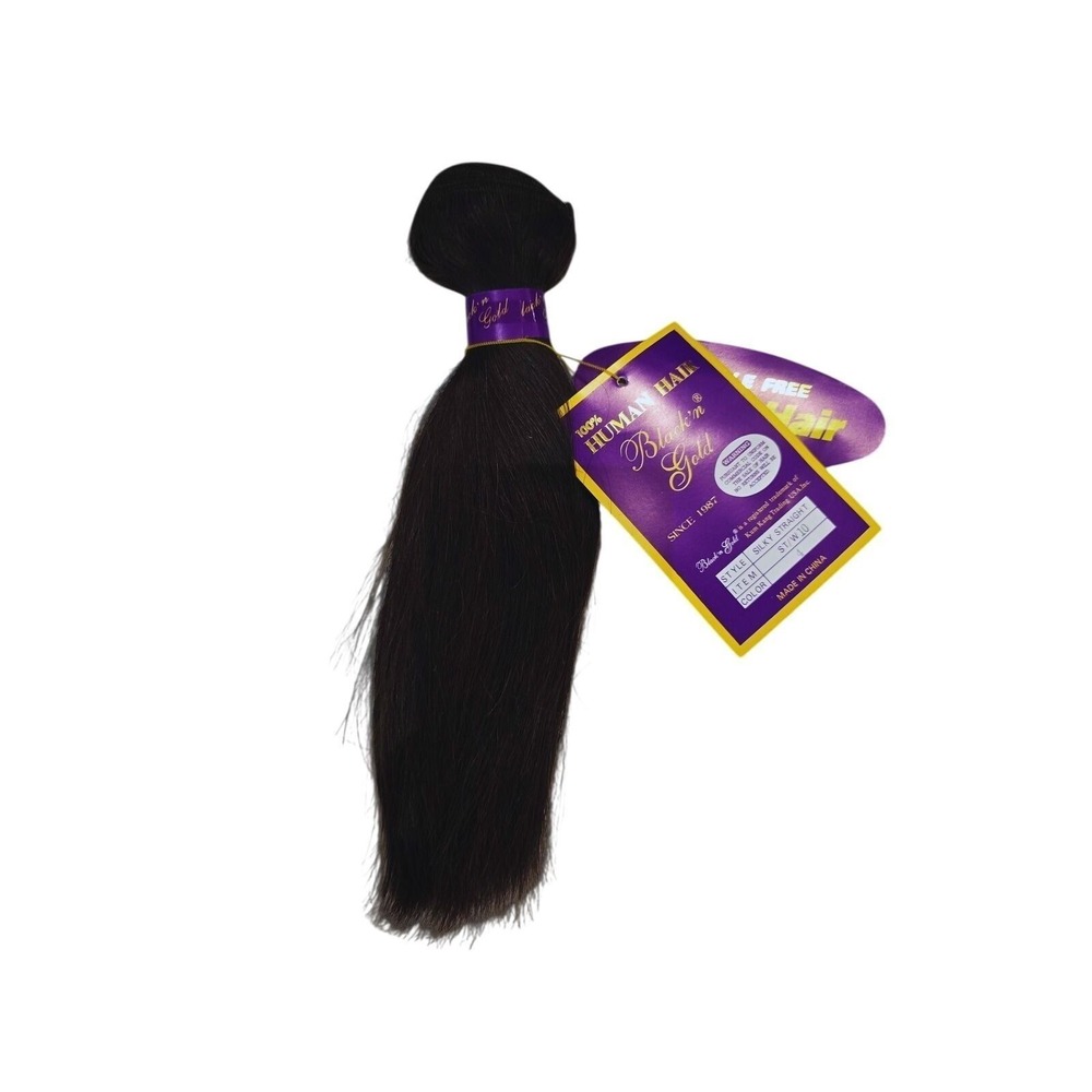 100% Human Hair Weave Bundle 3 PACKS 10" Color #4 Silky Straight Black 'n Gold